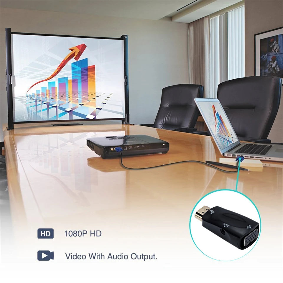 HDMI-compatible to VGA Cable Converter Adapter