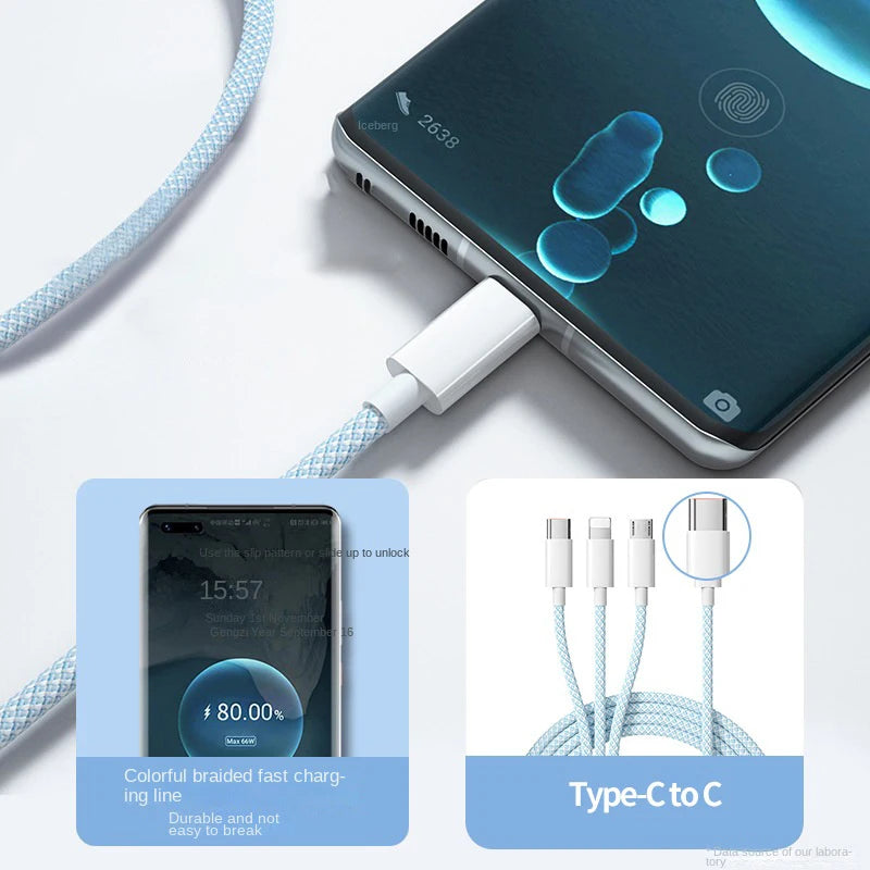3 In 1 Fast Charging Cable 100W