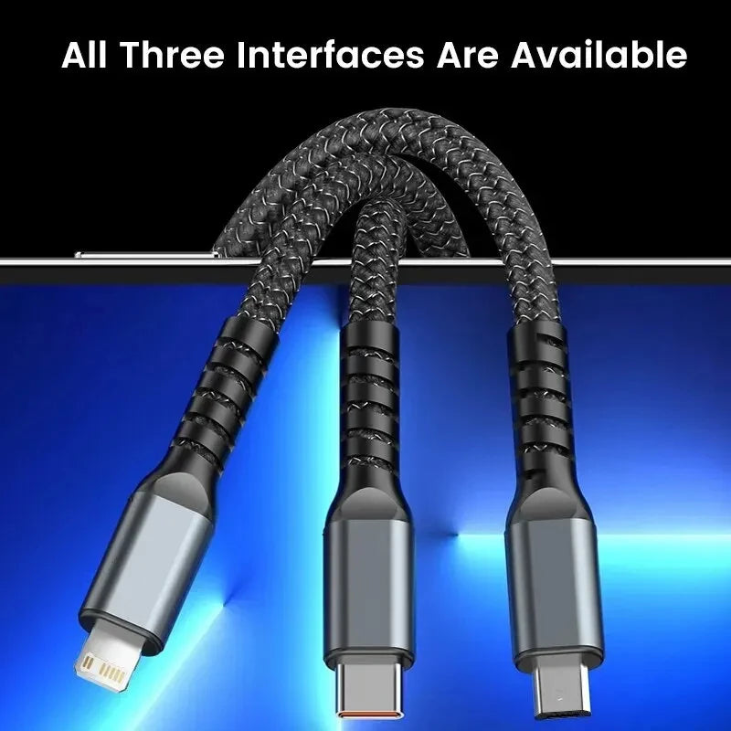 Cable 3 In 1 Mobile Phone Charging Cable 100W Fast Charge
