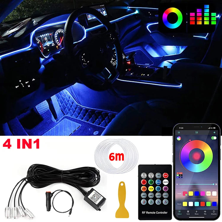 LED Car Interior Ambient Strip Lights RGB