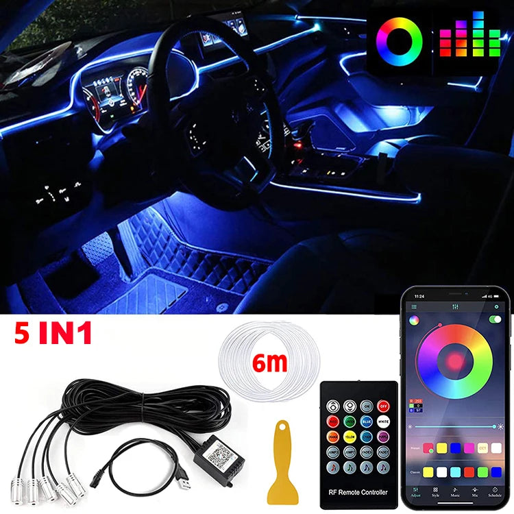 LED Car Interior Ambient Strip Lights RGB