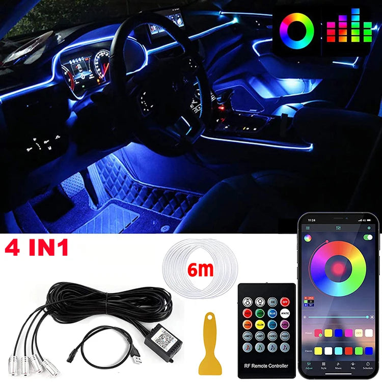 LED Car Interior Ambient Strip Lights RGB