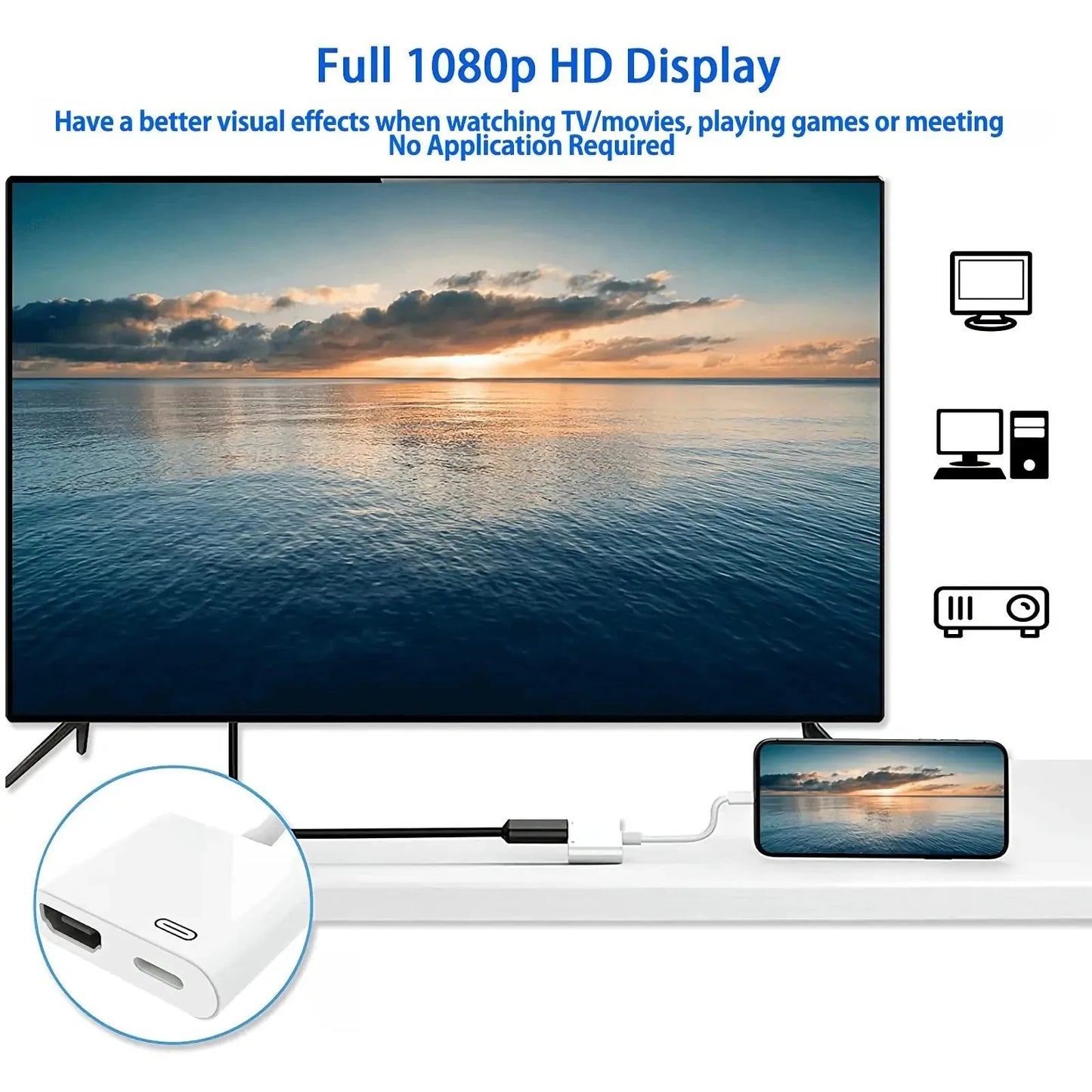 HD 1080P Phone to HDMI-compatible cable