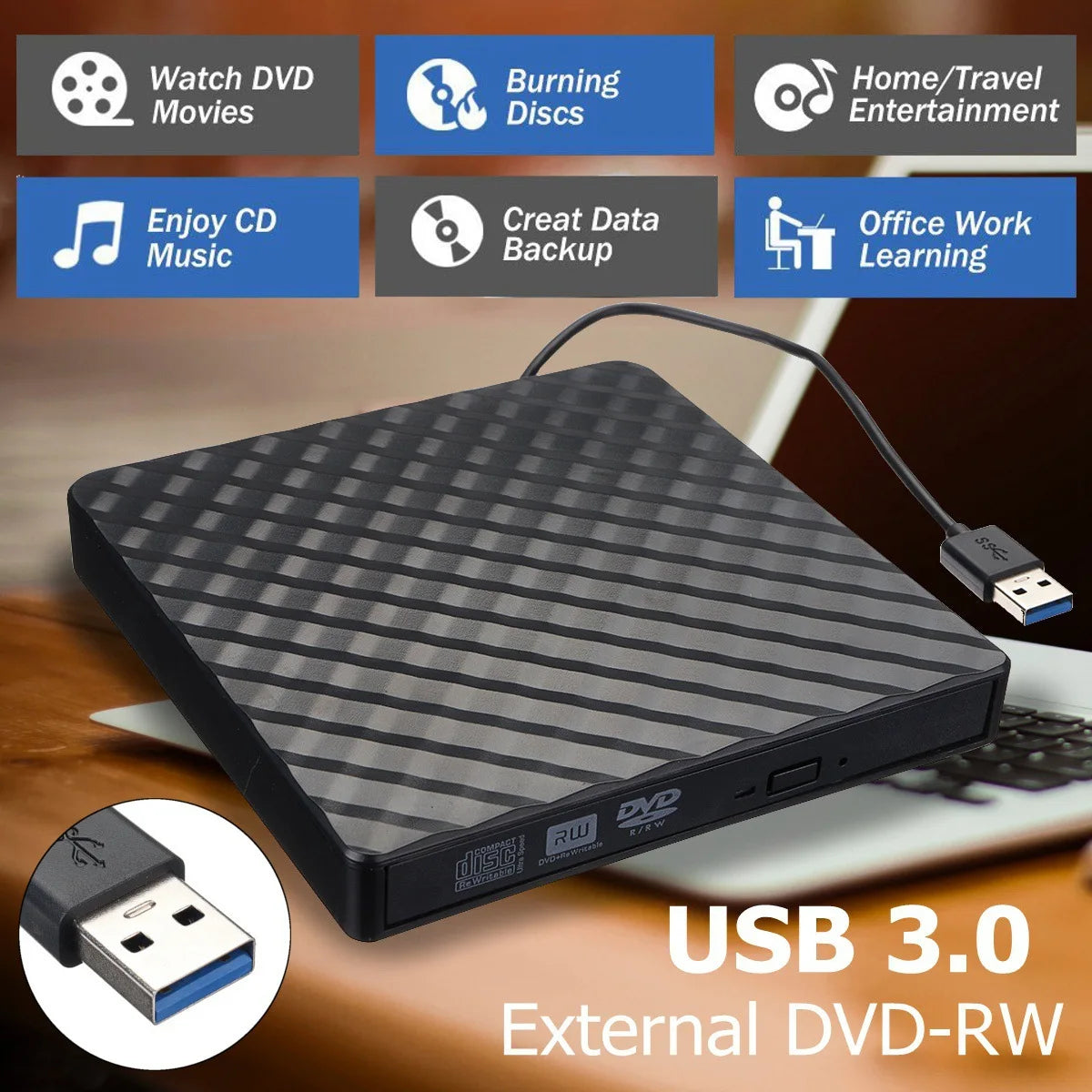 USB 3.0 Type C Slim External DVD-RW