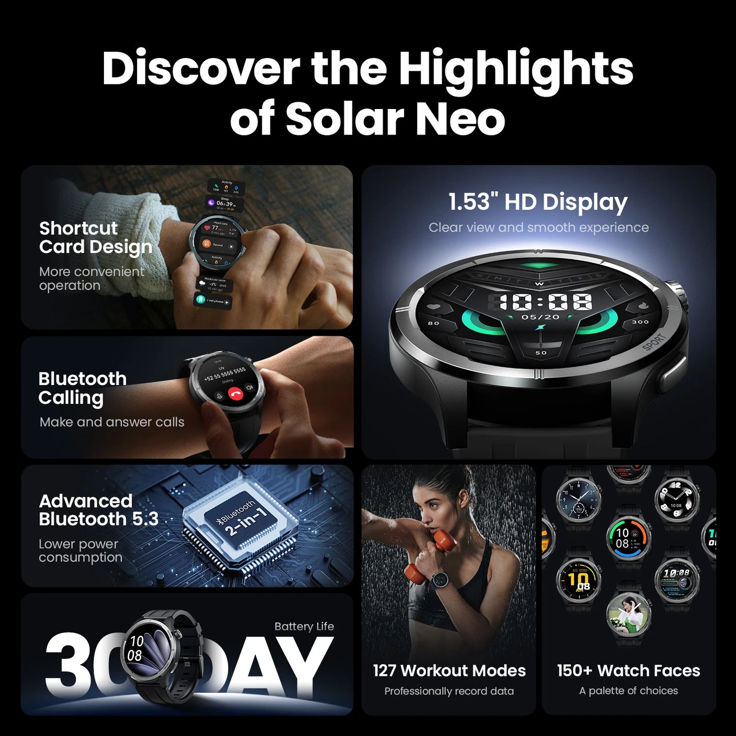 HAYLOU Solar Neo Smart Watch 1.53'' HD Display