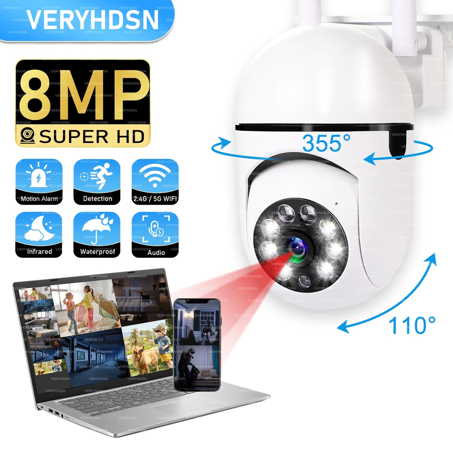 8MP Wireless Security Surveillance PTZ Camera